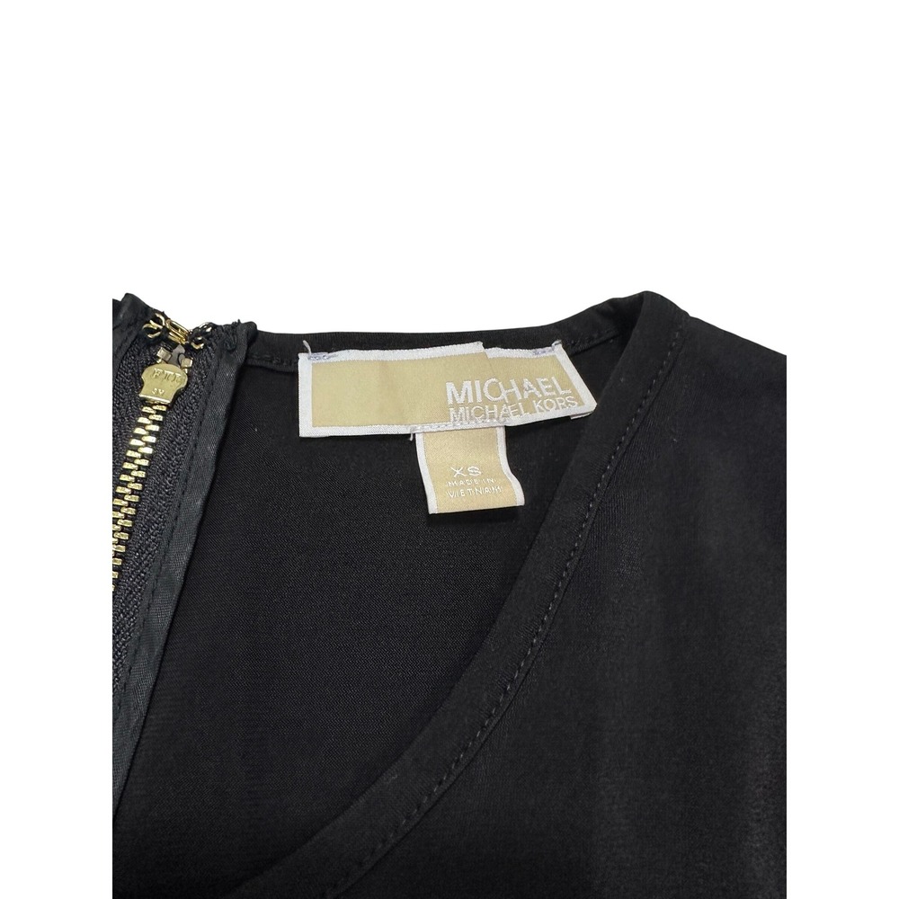 Michael Kors Black Short Sleeve Sleeve Flare Zipper Dress size XS - Picture 3 of 3